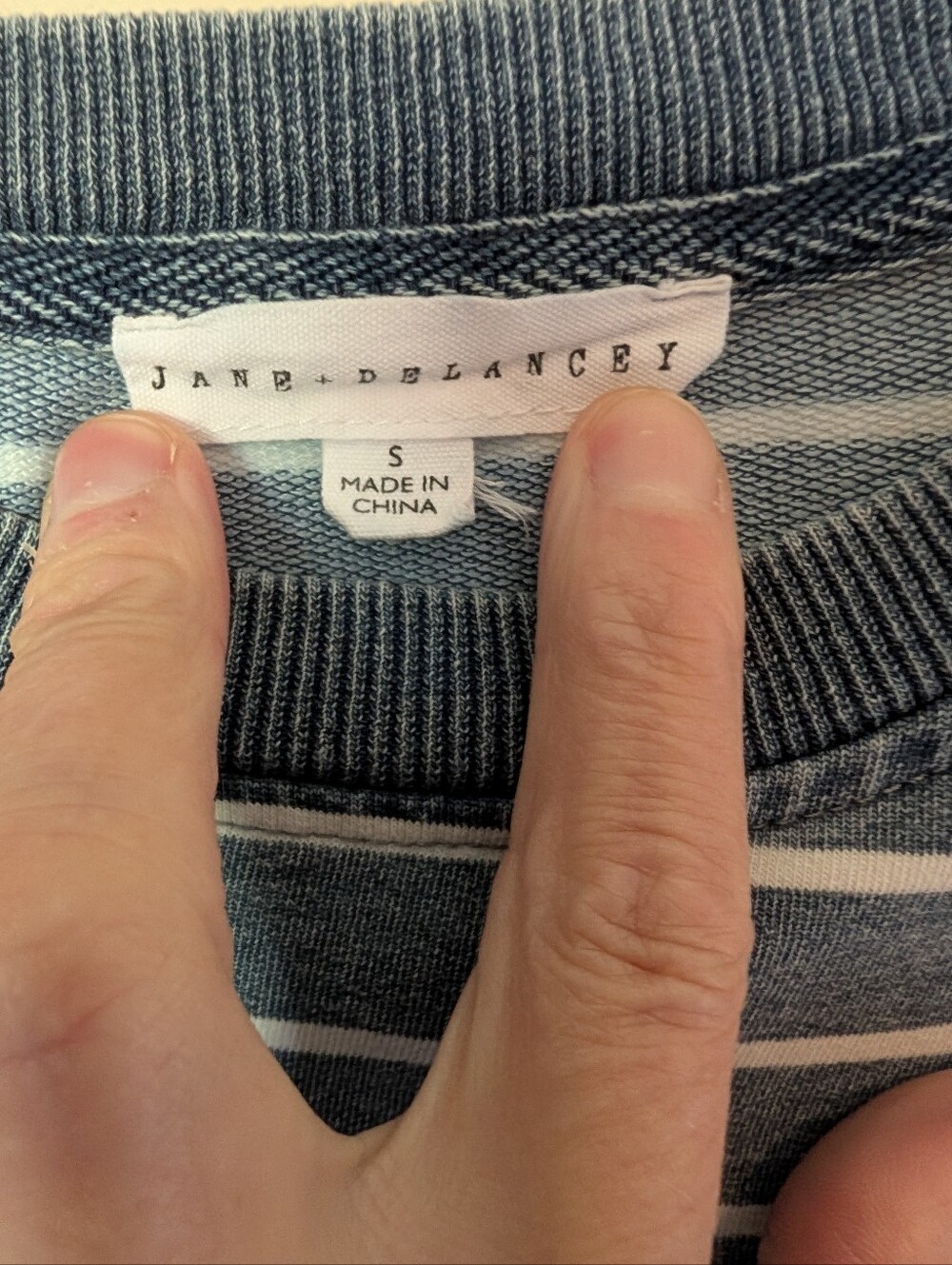 Jane and Delancey Blue and White Striped Puff-Sleeve Tee - Picture 3 of 3